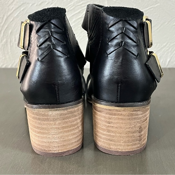 Steve Madden Womens Size 8 Rosana Black Leather Gladiator Sandals Stacked Heel - Picture 6 of 8